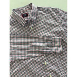 UNTUCKit Slim Fit Wrinkle Free Shirt Mens Large Pink Navy Blue Check Cotton